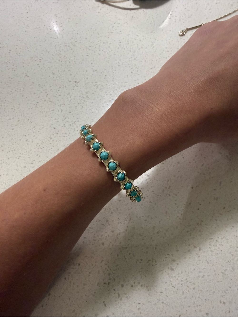 Kendra Scott Gold cuff Bracelet with Turquoise Stones - Elegant Women's Jewelry